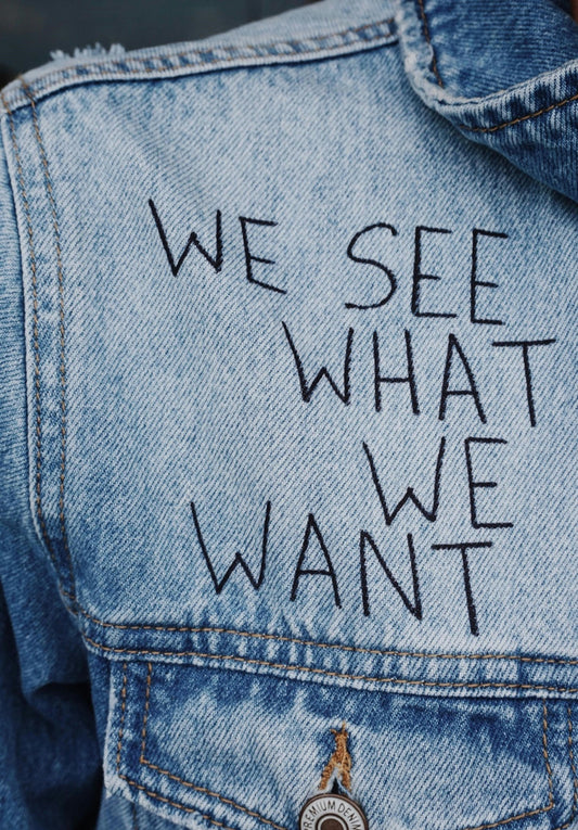 Embroidered Message in Denim Jacket