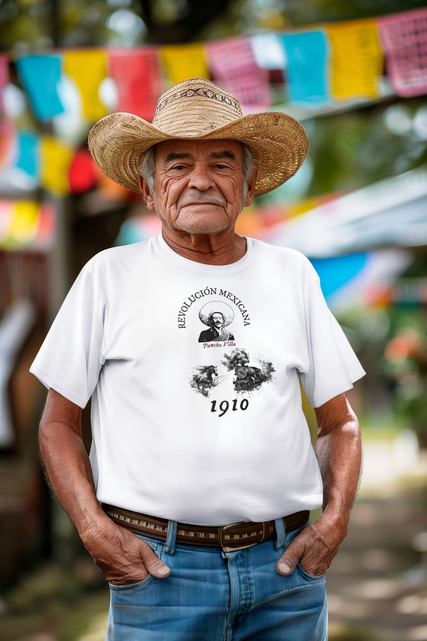 Pancho Villa - Playera de algodón cuello redondo para caballero